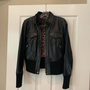 Black Faux Leather Bomber Jacket